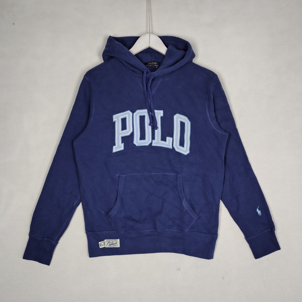 Polo Ralph Lauren Collegiate Applique Hoodie Navy Blue Size S